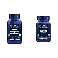 Life Extension NAD+ Cell Regenerator and Resveratrol Elite, NIAGEN nicotinamide riboside & Taurine, Pure Taurine Amino Acid Supplement, Heart, Liver and Brain Health