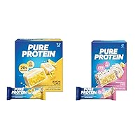 Pure Protein Bars, High Protein, Nutritious Snacks, Lemon Cake, Birthday Cake, 1.76 oz, 12 Count, 6 Count