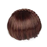 Natural Looking Braided Wig Hair,Highest Elasticity Beauty Tool,Women Gril Fake Braided Hair with Bang,for Beauty-Brown