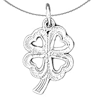 Gold 4 Heart Shamrock Necklace | 14K White Gold 4 Heart Shamrock Pendant with 18