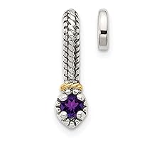 4.51mm 925 Sterling Silver With 14k Polished Amethyst Pendant Necklace Jewelry for Women