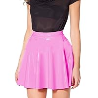 24 Colors Ladies Simple A-line Pleated Mini Skirt PVC Skater Skirt