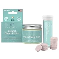 Organic Nipple Cream - Breastfeeding Balm | Sitz Bath Salt Tablets for Postpartum Care | Postpartum Essentials Pack of 10 Sitz Bath for Postpartum Care | Postpartum and Hemorrhoids Recover