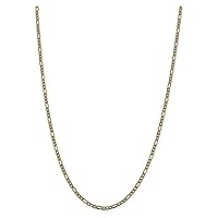 14k 3.2mm Semi solid With Rhodium Pav? Figaro Chain Necklace Jewelry Gifts for Women - Length Options: 16 18 20 22 24