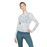 Women's Long Sleeve Printed Mesh Shirt - (Mediterranean Blue, XSmall)
