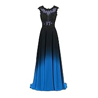 Women's Gradient Prom Dress Formal Evening Gowns Chiffon Long Prom Party Dresses