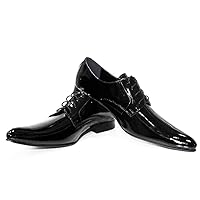 Modello Lucero - Handmade Italian Mens Color Black Oxfords Dress Shoes - Cowhide Smooth Leather - Lace-Up