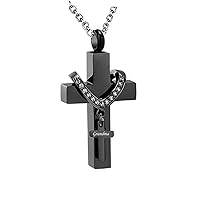 Black Cross Urn Necklaces for Ashes Cremation Crucifix Keepsake Memorial Pendant Necklace