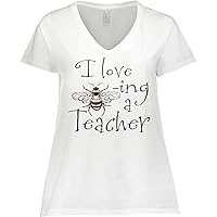 inktastic I Love Bee-ing a Teacher Women's Plus Size V-Neck