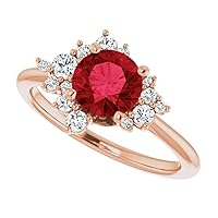 3 CT Round Cut Ruby Engagement Ring 925 Silver/10K/14K/18K Solid Gold Scatter Red Ruby Diamond Ring Cluster Chatham Ruby Ring Multi Stone Ruby Ring