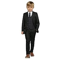 Boys' 3 Pieces Suit Two Buttons Wedding Party Formal Jacket Trousers Plaid Waistcoat