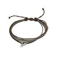 Silver Metal LOVE Charm Dangle Multicolored Multi Strand String Waterproof Adjustable Pull Tie Bracelet - Unisex Handmade Jewelry Boho Accessories