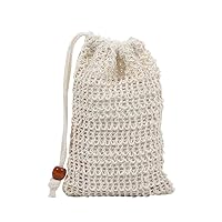 9x14 Small Cotton Linen Bead Bag Can Hang Beam Pocket Handmade Net Bath Foaming Net Storage Bag