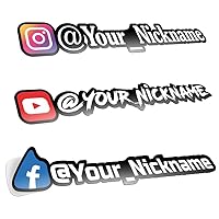 Custom Social Media Vinyl Stickers - Customized Name Username Logo - Custom Colored Vinyl Sticker Car Window - Personalized Social Media Decals with Nuckname