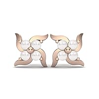 0.80 Cts Pearl Gemstone 925 Sterling Silver Indian Swastika Stud Earrings For Womens Traditional Jewelry