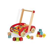 Janod Wooden ABC Buggy Cart with 30 Blocks - Ages 1+ - J05379