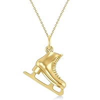 14k Gold Ice Skate Charm Pendant Necklace