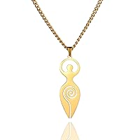 EUEAVAN Triple Moon Goddess Necklace Celtic Fertility Goddess Pendant Necklace Wiccan Amulets Moon Pentagram Cross Jewelry Pagan Gifts Men Women