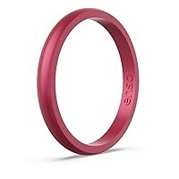 Enso Rings Halo Birthstone Silicone Ring – Minimalist Stackable Wedding Engagement Band – – 2.54mm Wide, 1.5mm Thick