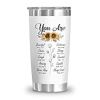 Mothers Day Christian Gift for Women Faith, Bible Verse Tumbler 20oz, Religious Present, Ideal Gifts for Mom, Grandma, Wife, Sister, Friend, Boss Ladies
