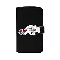 Funny Mama Bear Autism Awareness Fashion Long Wallet for Men Women Coin Pouch Credit Card Holder Purses & ID Window