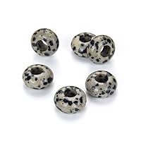 Adabele 10pcs Natural Dalmatian Jasper Healing Gemstone 14mm x 8mm Rondelle Round Donut Loose Spacer Beads (Large Hole 5.6mm) for Jewelry Macrame Making GW-A9