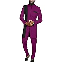 Men`s Suit African Clothes Slim Fit Blazer and Pants Set Formal Outfits Dashiki Jacket Ankara Attire