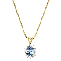 Rylos Necklaces For Women 14K Yellow Gold - December Birthstone Pendant Necklace Blue Topaz 6X4MM Color Stone Gemstone Jewelry For Women Gold Necklace