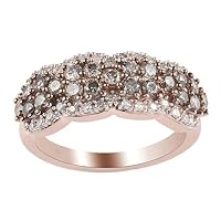 K Gallery 3.60Ctw Round Cut Champagne & White Diamond Women's Wedding Cluster Ring 14K Rose Gold Finish