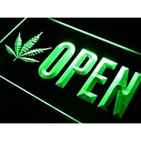 ADVPRO Open Marijuana Hemp Leaf High Life LED Neon Sign Green 16 x 12 Inches st4s43-j791-g