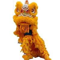 Lion Dance Mascot Costume Southern Lion Chinese Folk Art Two Adults Cosplay Dress (one size,yellow)