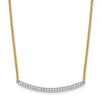 14k Two tone Gold Diamond Curved Bar 16 Inch With 2in Extension Necklace Measures 3.1mm Wide Jewelry Gifts for Women