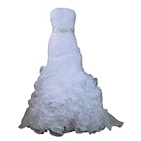 Women's Ruched Bodice Ruffled Organza Mermaid Bridal Dress Wedding Gowns
