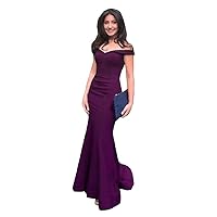 Women's Off The Shoulder Mermaid Prom Dresses Satin Evening Dresses Formal Party Gowns for Women