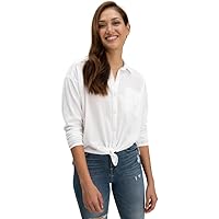 Splendid Women's Paige Shirt | Elegant Woven Front, Cozy Knit Back, and Chic Tie Collar