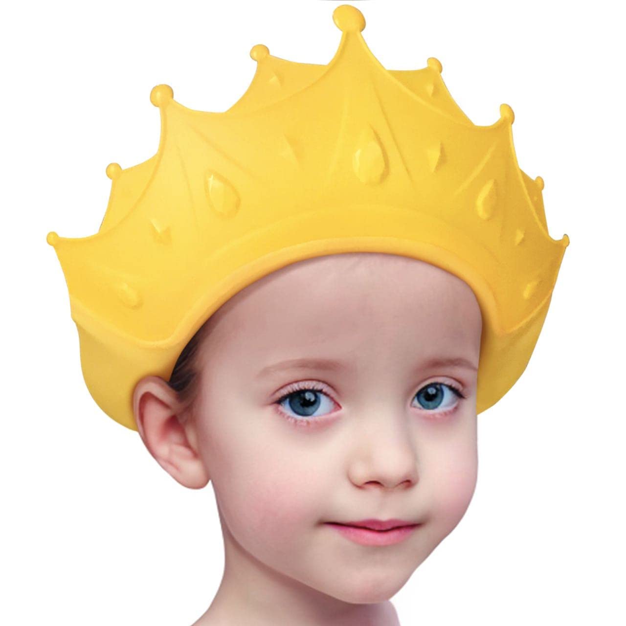 Baby Shower Cap Waterproof Shampoo hat for Children Toddler Girls Boys Protect ears eyes.Adjustable Silicone Bathing Crown.