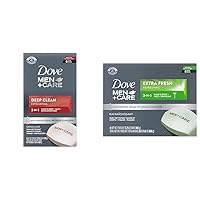 DOVE MEN + CARE Body Soap and Face Bar More Moisturizing Than Bar Soap Deep Clean Effectively Washes Away Bacteria & 3 in 1 Bar Cleanser for Body
