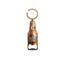 CANADA country flag BRONZE bottle shape with bottle opener METAL KEYCHAIN NEW