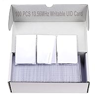 JASAG 100pcs Premium Rewritable UID Smart Card, Mi Fare 1K S50 RFID Cards Keys, 13.56MHz PVC Blank White JASAG-UID5050 JASAG-UID5050