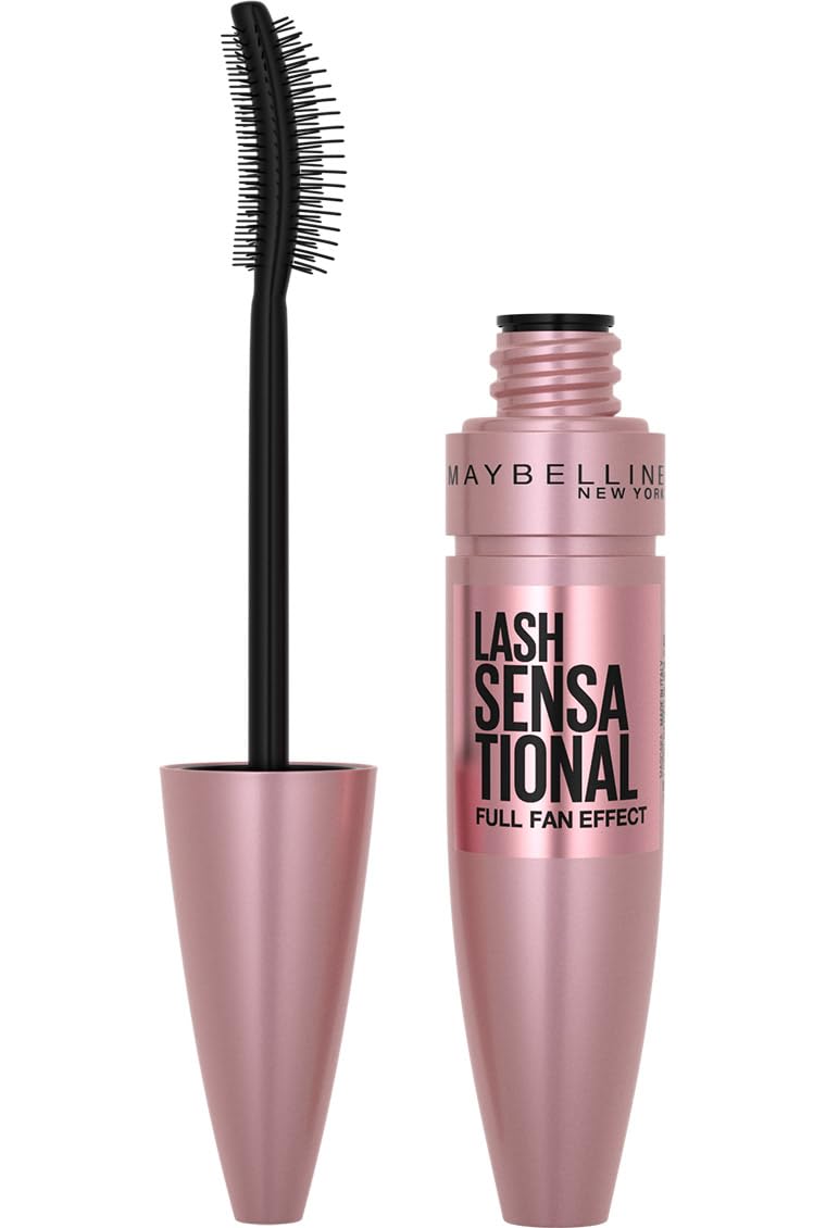 Maybelline New York Lash Sensational Washable Mascara, Lengthening and Volumizing for a Full Fan Effect, Blackest Black, 1 Count