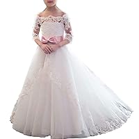Dress for Kids Princess Pageant Ball Dresses Communion Off-Shoulder First Xmas Dress