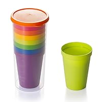 Set of 8 Plastic Drinking Cups Colorful Stackable Juice Cups 20OZ-24OZ Reusable Light Weight Cups for Home Party Outdoor Indoor Water Juice Milk Drinking