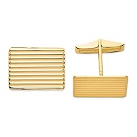 14k Yellow Gold Grooved Men's Shirt Studs Cuff Links