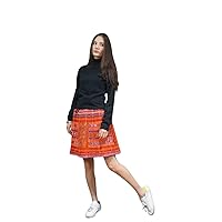 100% Hand Woven Embroidered Plaid Pleated Skirt One of A Kind Boho Women Vintage Dress #125