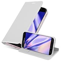 Book Case Compatible with Samsung Galaxy J7 2017 in Classy Silver - with Magnetic Closure, Stand Function and Card Slot - Wallet Etui Cover Pouch PU Leather Flip