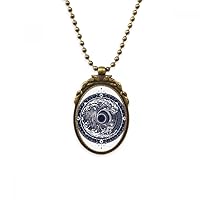 Waves Compass Circle Art Pattern Antique Necklace Vintage Bead Pendant Keychain