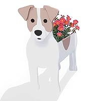 Dog Planter Gifts for Women,Cute PVC Herb Garden Dog Flower Planter,Dog Planters for Indoor/Outdoor Plants,Dog Flower Pots suitable Birthday gifts for pet lovers 9.45*6.97*12.2in（Jack Russell）