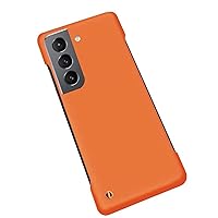 Borderless Back Phone Cover, for Samsung Galaxy S21+/ Plus 6.7 Inch Ultra-Thin Acrylic Shockproof Matte Case [Screen & Camera Protection],Orange