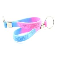 Pink and Light Blue Awareness Silicone Key Chain Buy 1 Give 1