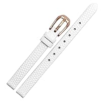 Lizard Print Cowhide Leather watchband for Ladies Replacement Watch White red Ultra-Thin Strap 6 8 10 12 14 16mm (Color : White Rose Gold, Size : 8mm)